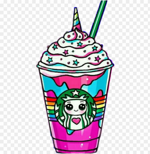 starbucks frappe unrnio unrns arcoiris - draw so cute starbucks Isolated Character in Transparent PNG Format