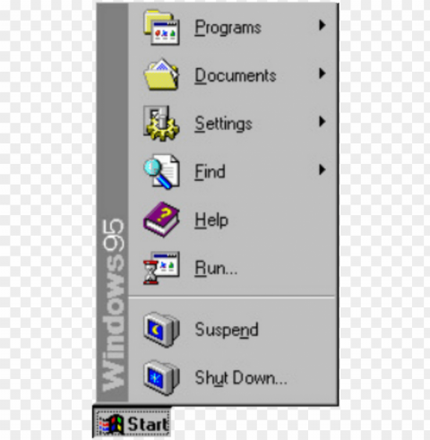 start sticker - windows 95 HighQuality PNG Isolated on Transparent Background