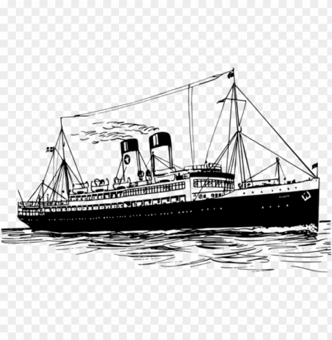 steamboat eastern steamship drawing - old steam ship drawi Clear Background PNG Isolated Element Detail