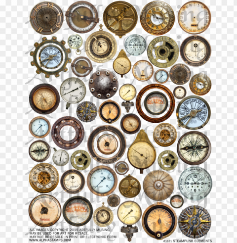 steampunk elements collage sheet - collage PNG images with no fees