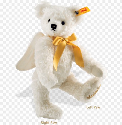 steiff bear - bear with gold ribbo Isolated Subject on HighQuality Transparent PNG