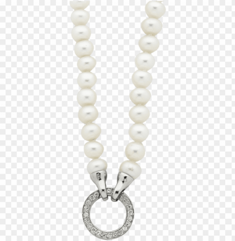 sterling silver pearl & cz necklet - chai PNG Image Isolated with Clear Background