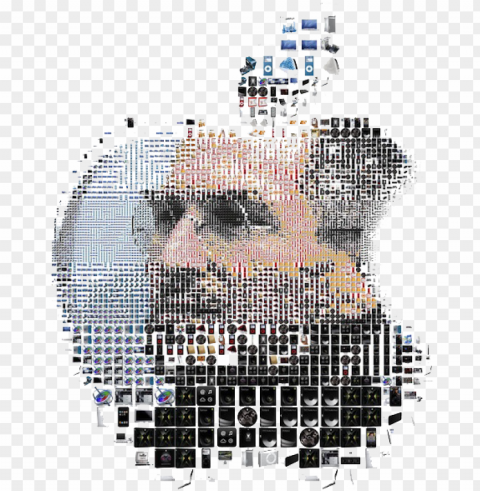 steve jobs image - steve jobs face in apple logo Transparent Background Isolated PNG Character
