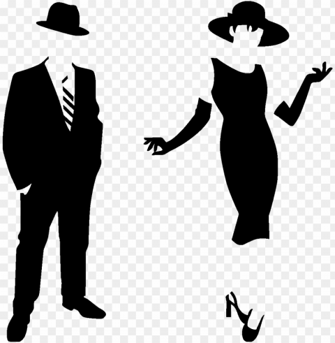 sticker silhouette homme et femme wall decals - lady and gentleman silhouette Clear background PNG graphics