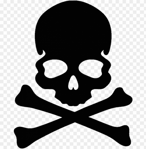 sticker tête de mort & os noirs - simple skull and cross bones High-resolution PNG