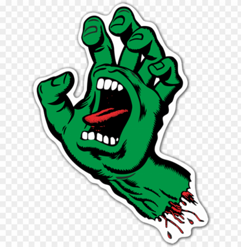 stickers skate - santa cruz screaming hand PNG with clear overlay