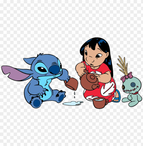 stitch lilo stitch having tea with scrump - lilo and stitch tea Clear Background PNG Isolated Graphic