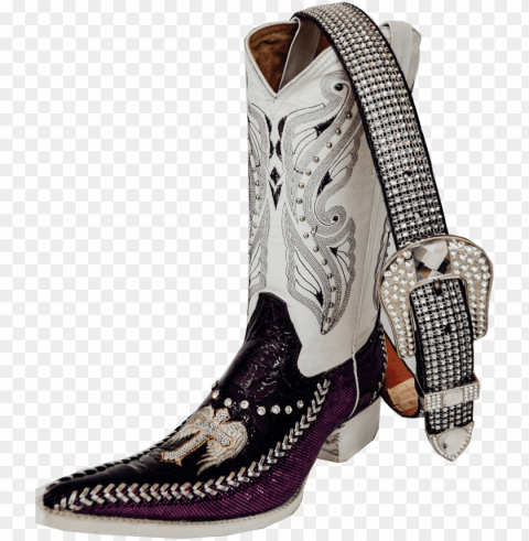 stitched white on purple - white mexican boots PNG with isolated background