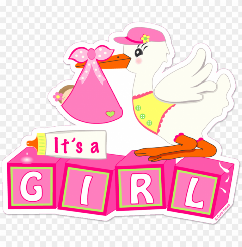 stork clipart - it's a girl Transparent PNG Isolated Illustration