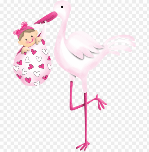 stork vector flamingo clipart black and white library - baby girl stork clip art Isolated Subject on Clear Background PNG