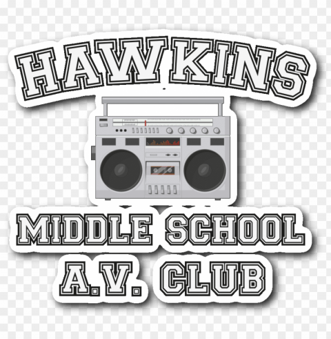 stranger hawkins middle school car bumper decal sticker - hawkins av club transparent logo PNG graphics for presentations