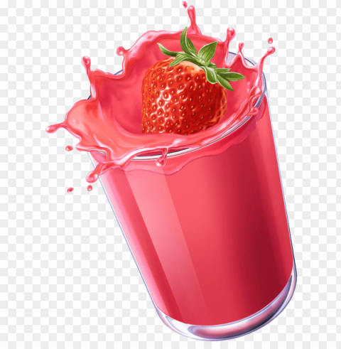 strawberry image & strawberry clipart - juice & milk shake Isolated Illustration on Transparent PNG