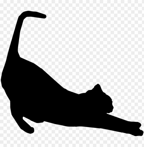 stretching cat silhouette - cat siluet PNG transparent designs for projects