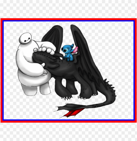 stunning baymax stich chimuelo tus me gusta en picture - toothless and stitch drawi PNG image with no background