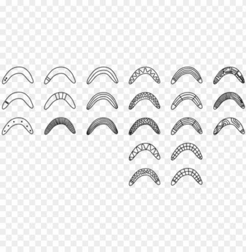 stylised line drawings of engraved boomerang - boomerang black and white Transparent PNG Isolated Object Design