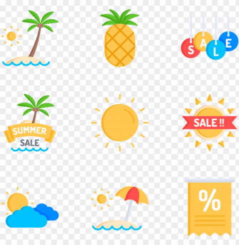 summer sales 50 icons - vector marketi PNG files with no background wide assortment