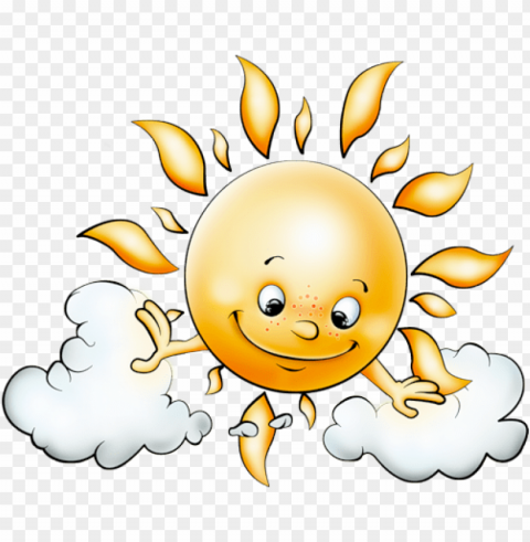 sun and clouds clipart Isolated Item on Transparent PNG Format