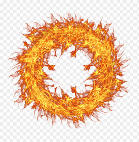 sun gold circle outline fire flame effect Isolated Element in HighQuality PNG