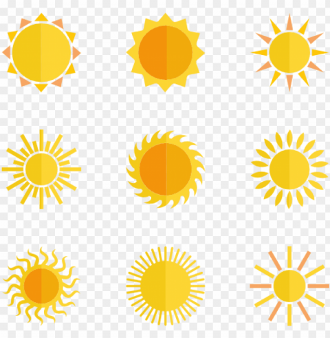 sun icon elements - sun icon vector Clear background PNG images comprehensive package