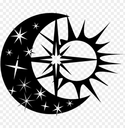 sun moon and star sticker - tatuajes de sol luna y estrellas PNG Image with Isolated Artwork