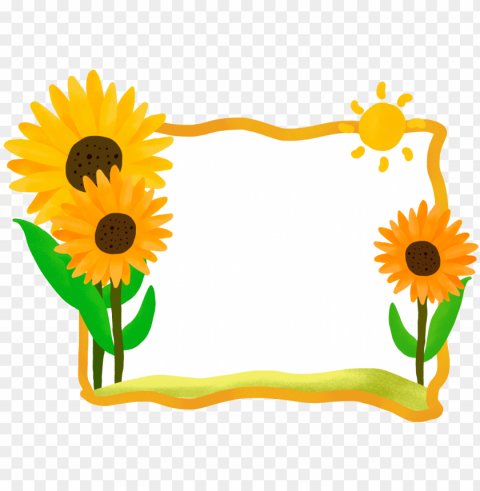 sunflower border watercolor hand painted - sunflower PNG images with transparent elements