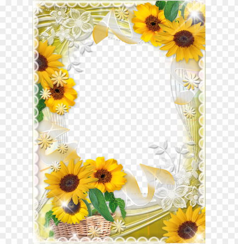 sunflower frame PNG Graphic Isolated on Clear Backdrop