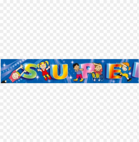 super kids - large border - cartoo Isolated Element in Transparent PNG