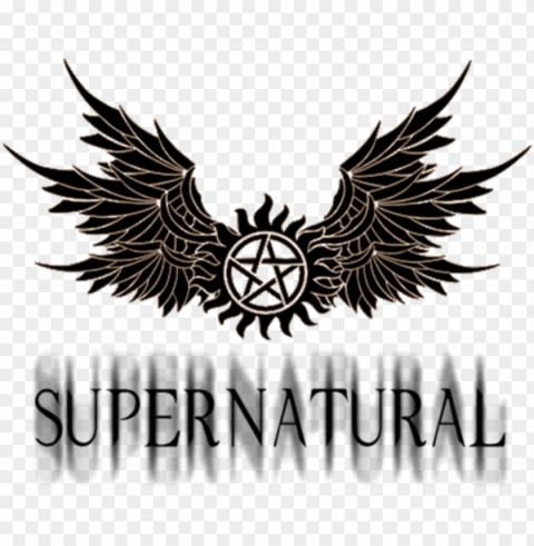 supernatural sobrenatural terror horror logo logotipo - supernatural tattoo wings Isolated Artwork on Clear Background PNG