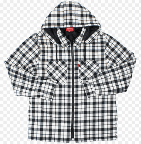 supreme quilted zip flannel - plaid Isolated Design Element on PNG