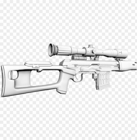 svd dragunov sniper rifle model 3d model low-poly max - trigger Isolated Design Element on Transparent PNG