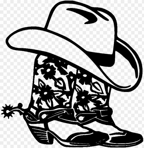 svg black and white download amazin tumbler image gallery - cowboy boots and hat silhouette HighQuality Transparent PNG Isolated Artwork
