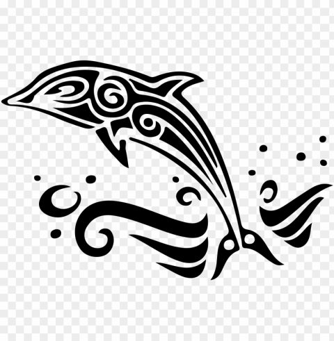 svg free library dolphin tribe tattoo decal animal - black and white dolphin clip art Isolated Element in HighQuality PNG