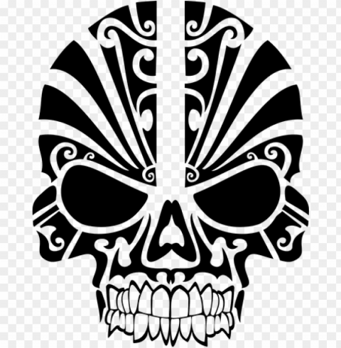 svg library download evil skull clipart - tribal silhouette Isolated Artwork on HighQuality Transparent PNG