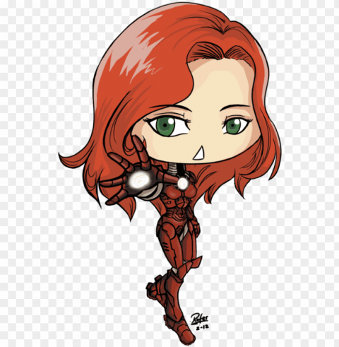 svg transparent stock pepper potts character of the - iron man girl chibi Clean Background Isolated PNG Object