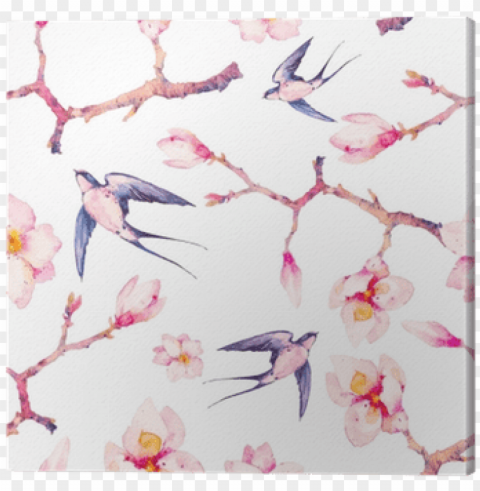 swallows and pink flowers painting Transparent PNG picture PNG transparent with Clear Background ID 5fb0b3ca