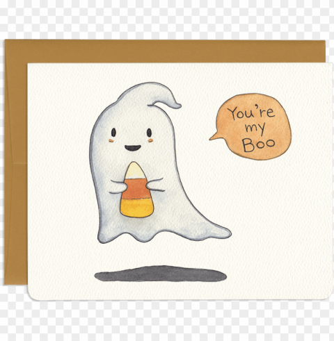 sweet ghost greeting card - cartoo Isolated Element on Transparent PNG