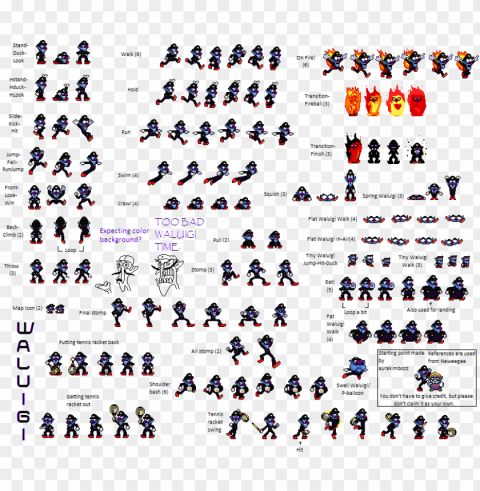 sycho waluigi sprite sheet High-resolution PNG images with transparent background