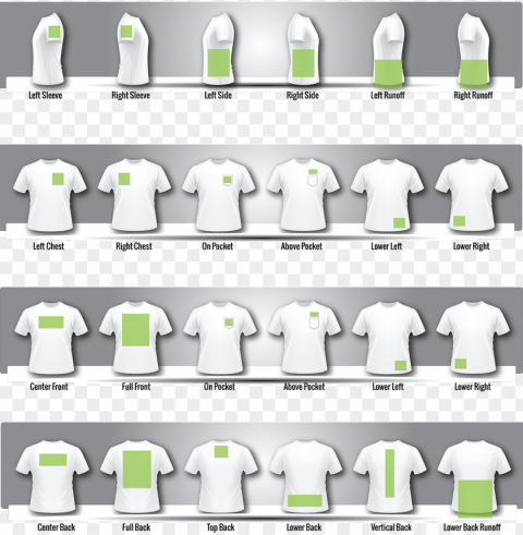 t shirt design size template - t shirt printing sizes High-resolution transparent PNG images set