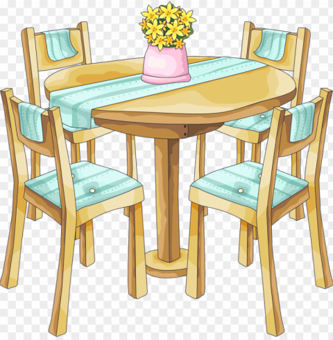 table and chairs home clipart office wall decor - kitchen table clipart Transparent Background Isolated PNG Icon