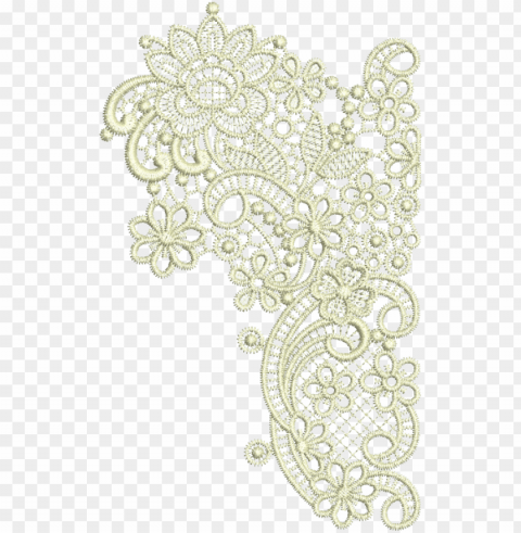 taj border end mirror embroidery from www - lace corner white Transparent Background Isolated PNG Design