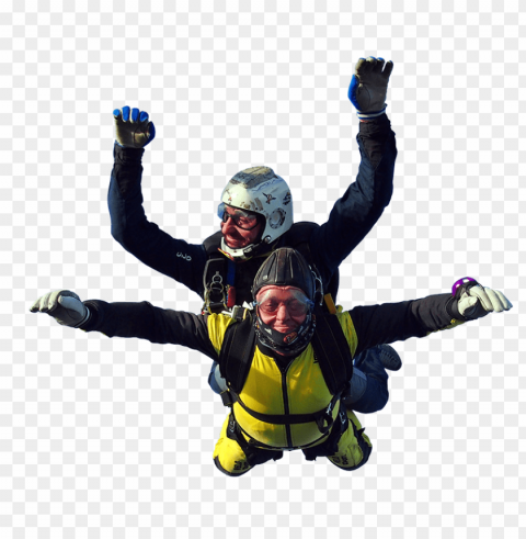 Tandem Parachute Jumpers Transparent Background Isolated PNG Item