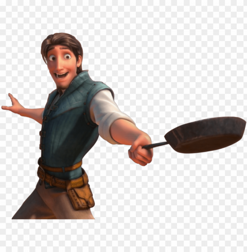 tangled flynn rider with the frying pan happy - flynn rider PNG images free