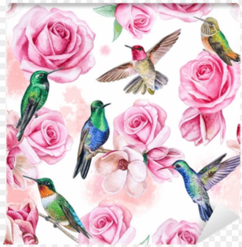 tapeta w kwiaty i ptaki PNG Image with Isolated Graphic