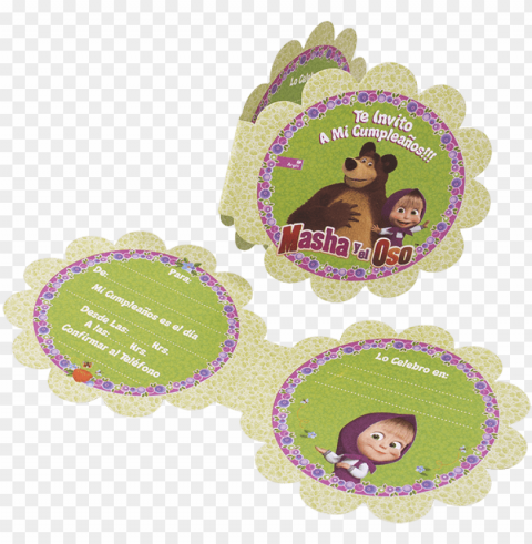 tarjetas de invitacion de masha y el oso PNG photo without watermark