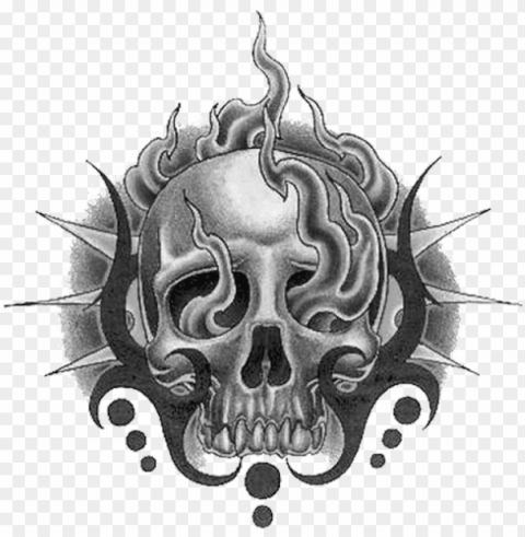 tattoo skull - tribal phoenix and skull drawings PNG with transparent backdrop