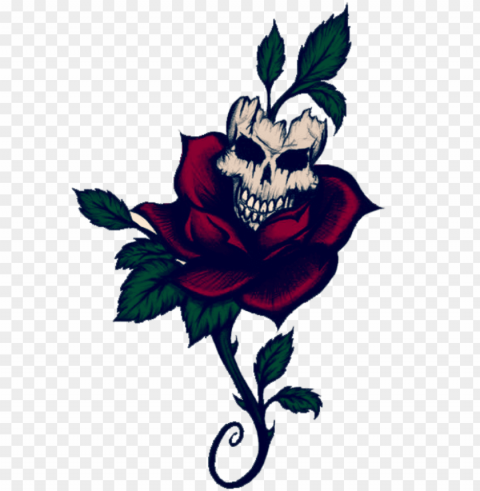 tattoo skull roses PNG with Clear Isolation on Transparent Background