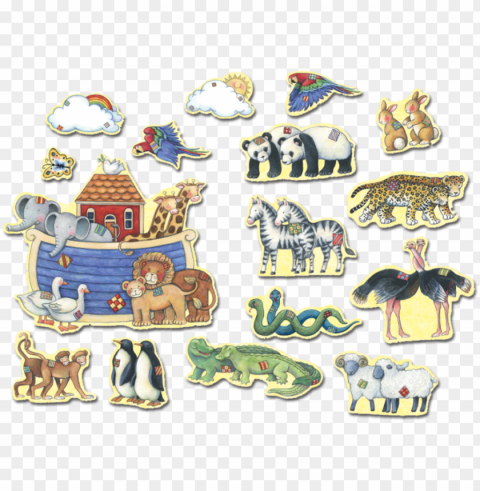 tcr4451 noah's ark bulletin board from susan winget - noahs ark animal cut out PNG graphics with clear alpha channel collection