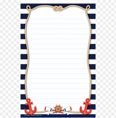 tcr8887 nautical notepad image - sailor themed border Transparent Cutout PNG Graphic Isolation