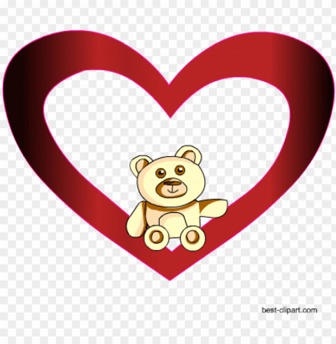 teddy bear sitting in heart free clipart - teddy bear inside heart PNG Image with Clear Background Isolation