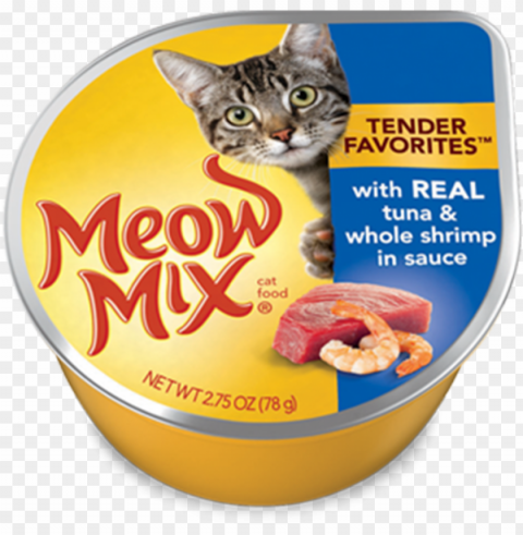 Tender Favorites With Real Tuna  Whole Shrimp In - Meow Mix Wet Cat Food Clear Background PNG Isolation